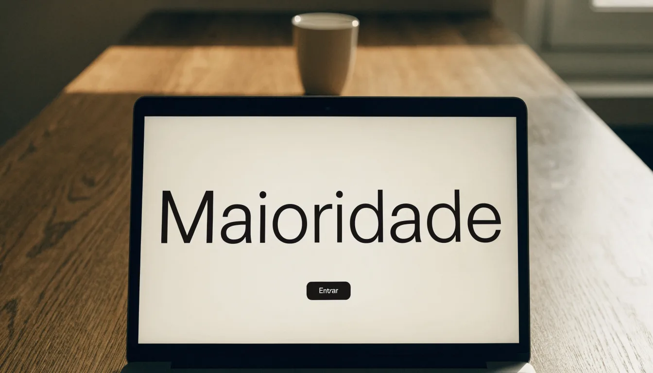 Uma folha de licença em papel com um selo vermelho, pousada numa secretária de madeira ao lado de uma caneta